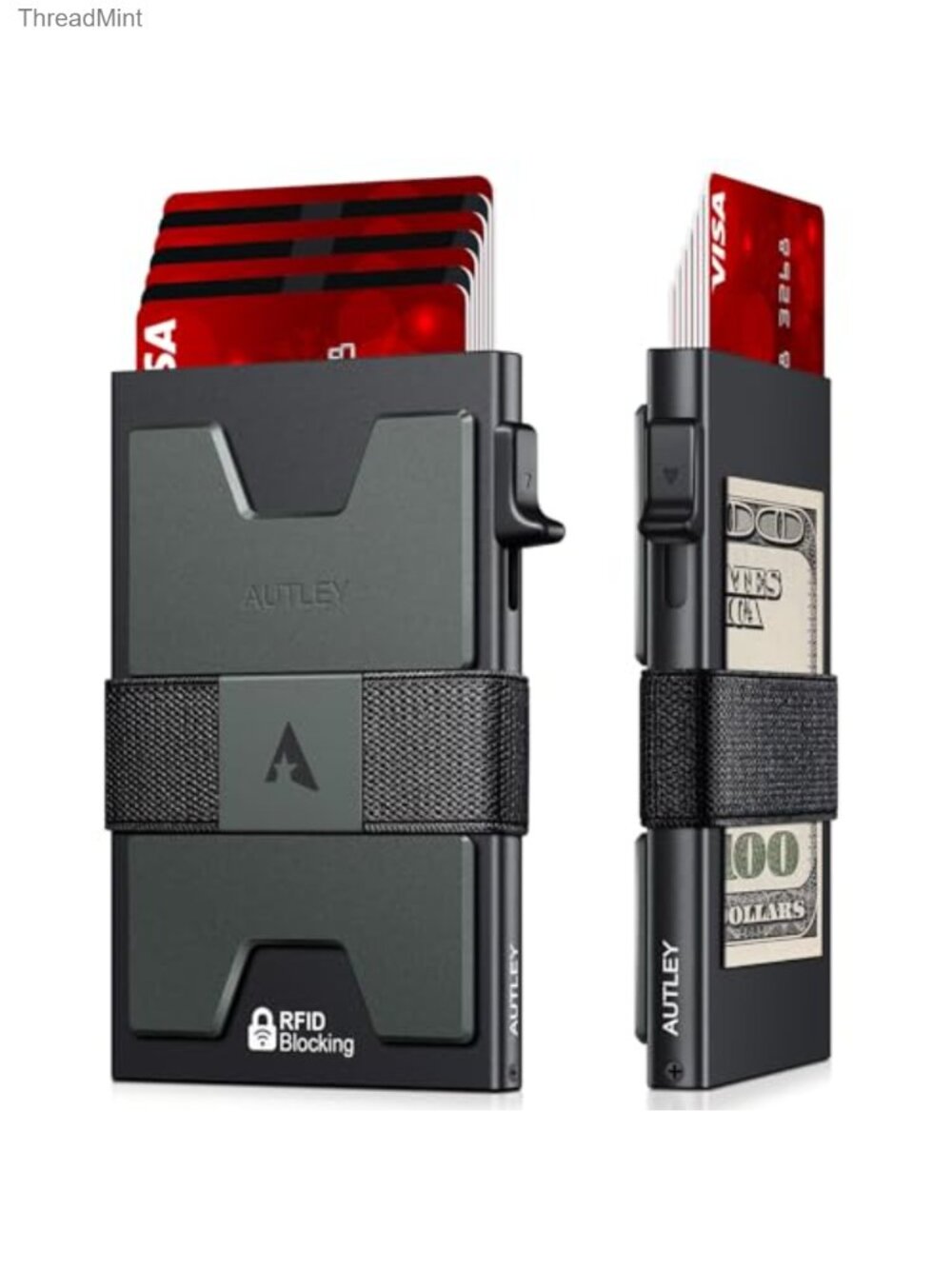 Slim Minimalist Pop Up Wallet for Men RFID Blocking Metal Card Holder